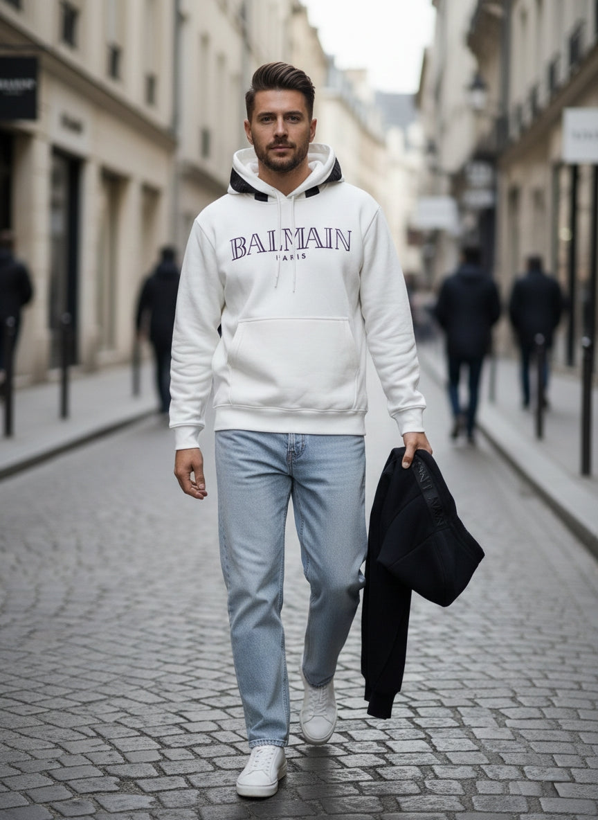 Thread Dori Winterwear Fleece Hoodie – White & Black [BM-1]