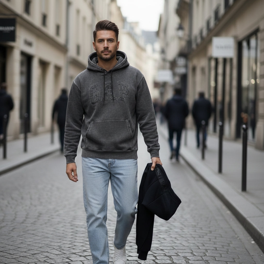 Thread Dori Men’s Classic Hoodies – Grey & Black[GP-1]