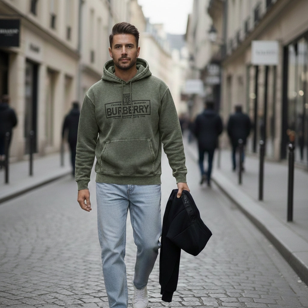 Thread Dori Cozy Fit Pullover Hoodie – Green & Black [BB-1]