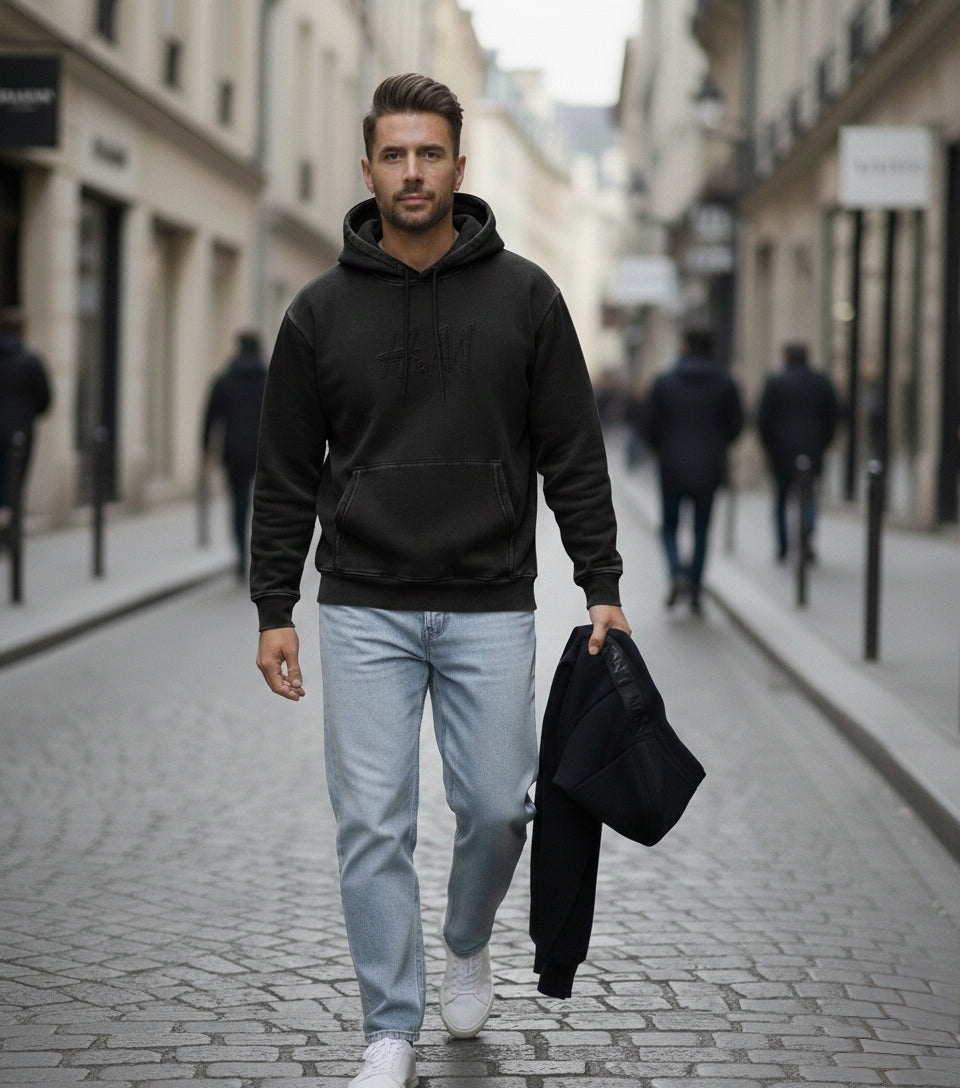 Thread Dori Classic Solid Hoodie – Beige & Black [MH-1]