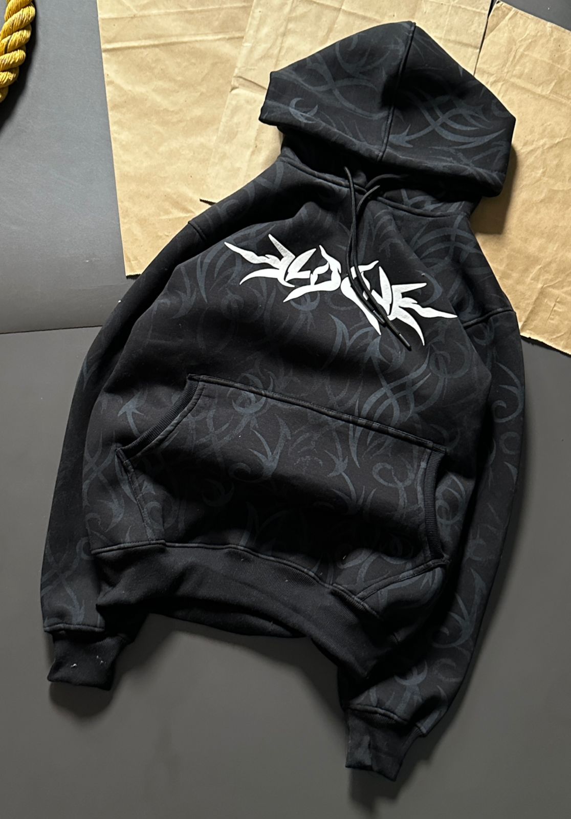 Thread Dori Luxury All-Over Print Hoodie – White & Black [BW-1]