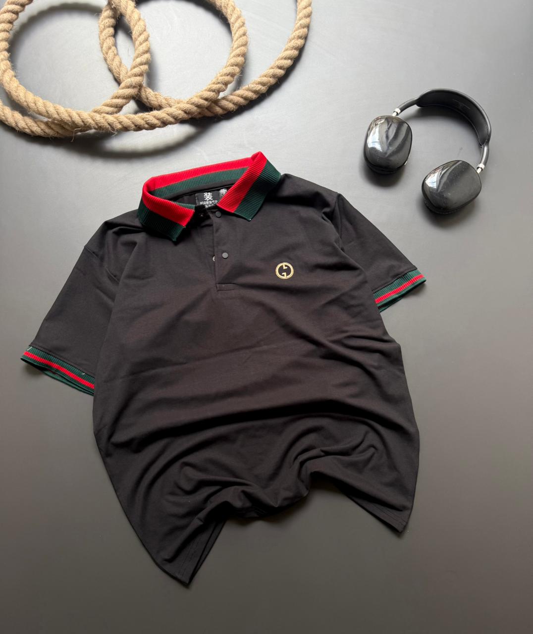 Premium Stripe Collar Thread Dori T-Shirt – Luxury Inspired Casual Wear [RG-C]