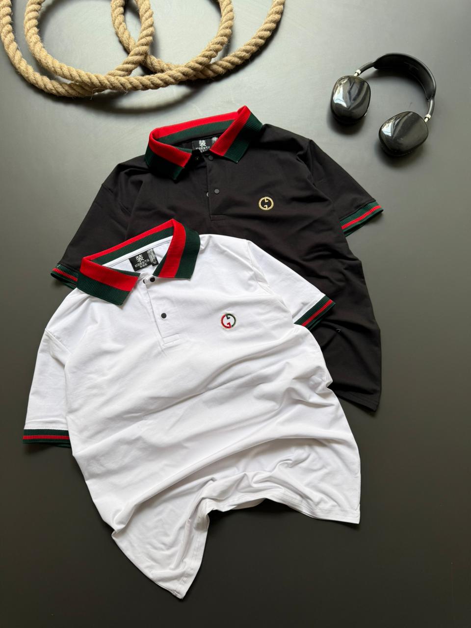 Premium Stripe Collar Thread Dori T-Shirt – Luxury Inspired Casual Wear [RG-C]