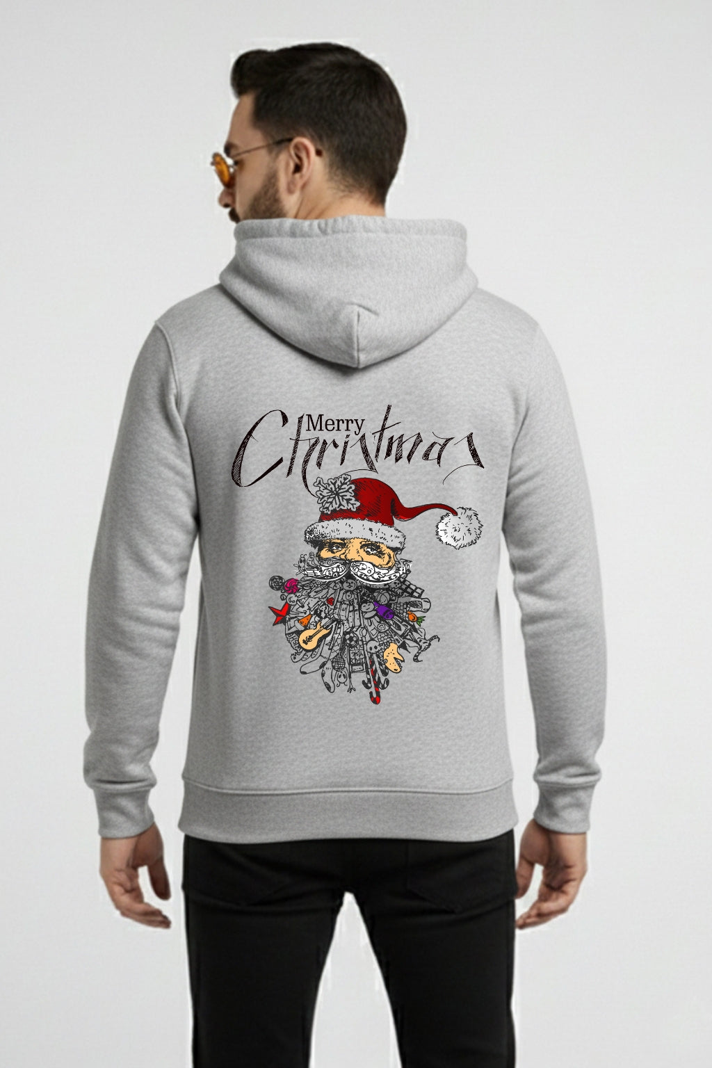 Men’s Merry Christmas Graphic Hoodie – Santa Art Back Print