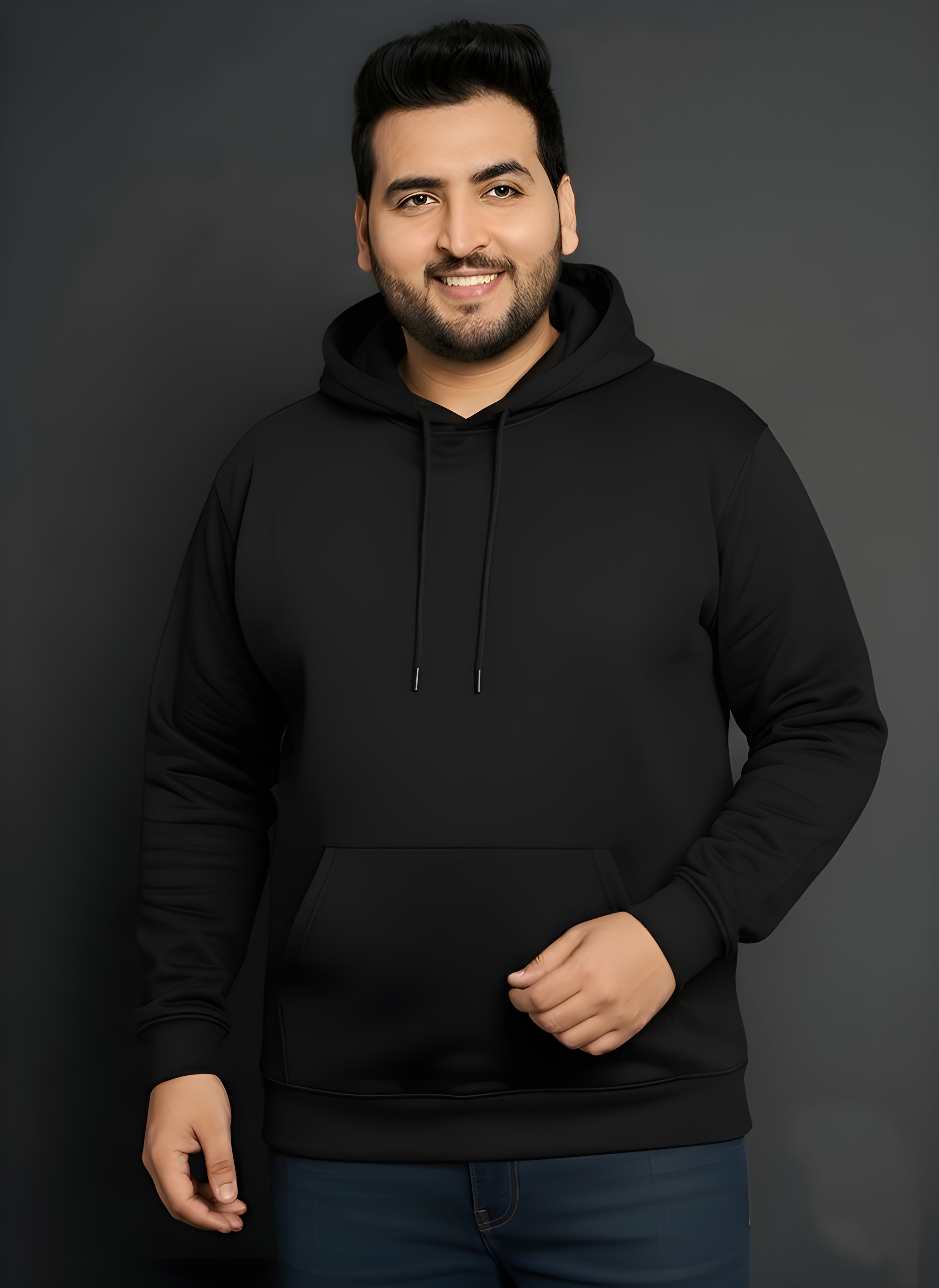 Men’s Regular Fit Cotton Hoodie |Soft Warm Casual Wear for Everyday Use Black - Black
