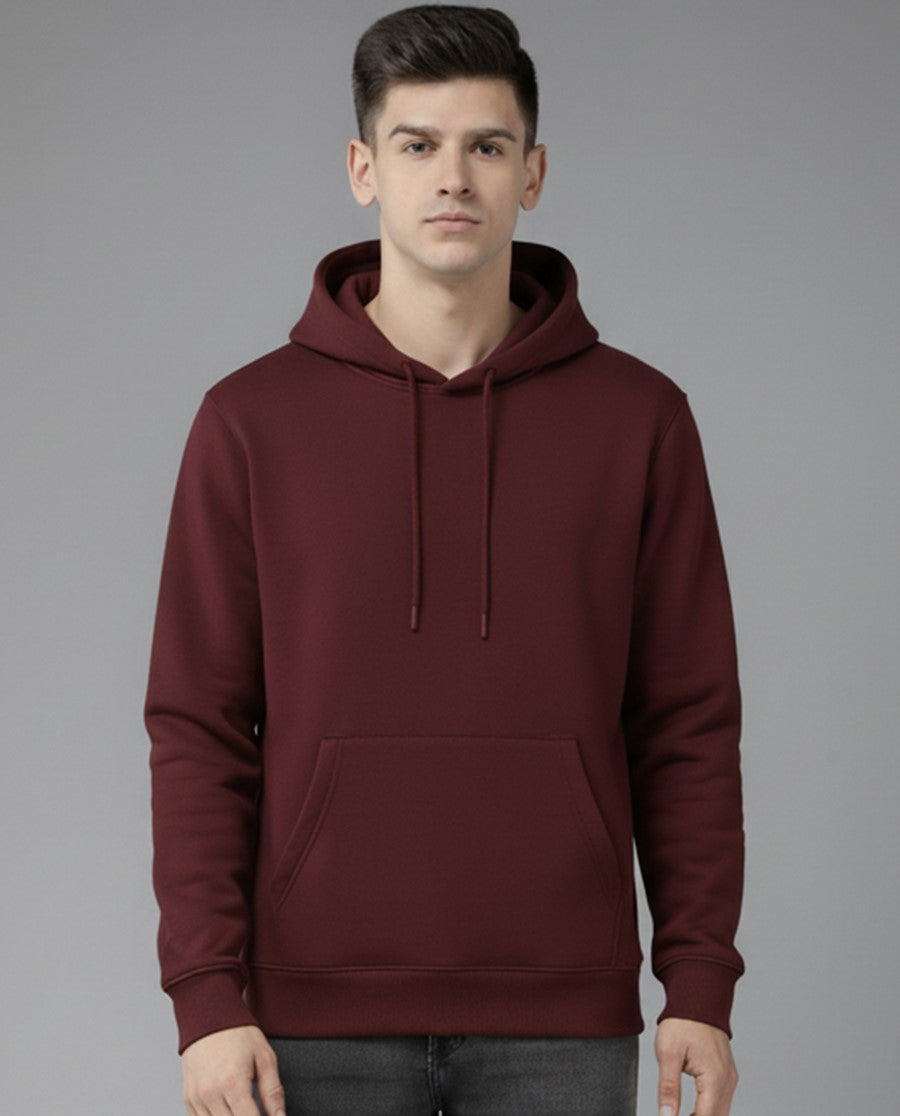Men’s Regular Fit Cotton Hoodie |Soft Warm Casual Wear for Everyday Use Maroon - Maroon