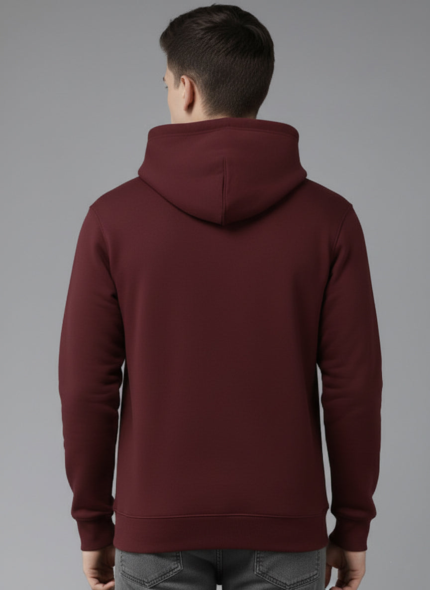 Men’s Regular Fit Cotton Hoodie |Soft Warm Casual Wear for Everyday Use Maroon - Maroon