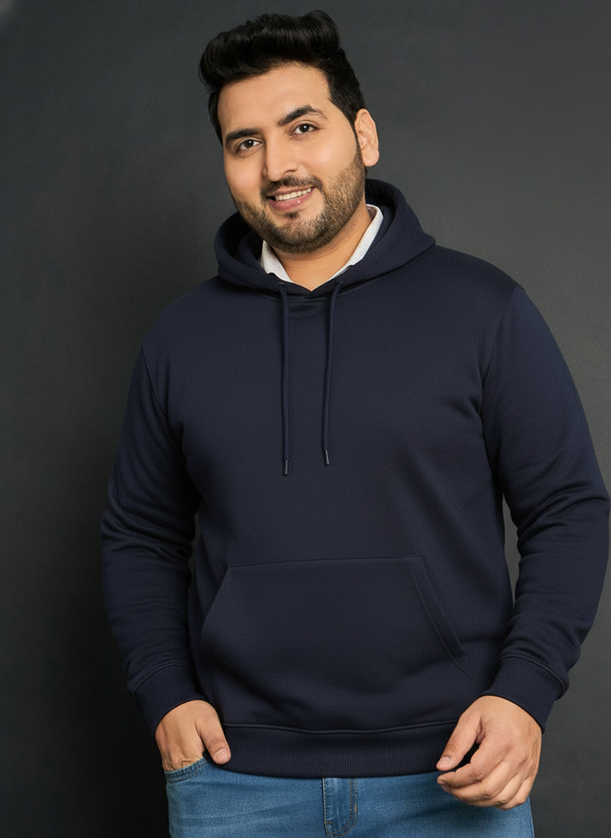 Men’s Regular Fit Cotton Hoodie |Soft Warm Casual Wear for Everyday Use Navy - Navy