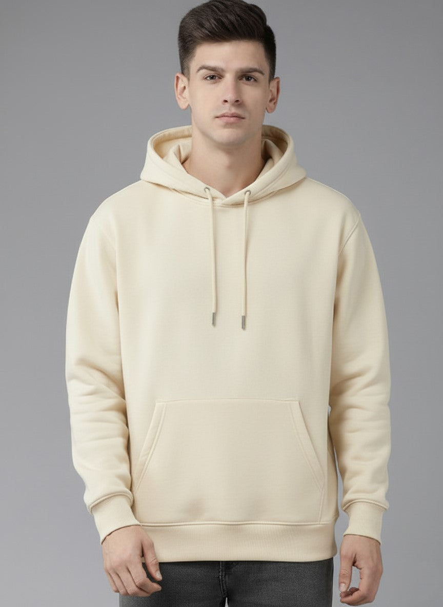 Men’s Regular Fit Cotton Hoodie |Soft Warm Casual Wear for Everyday Use Off-White - Offwhite