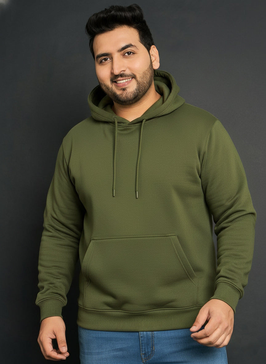 Men’s Regular Fit Cotton Hoodie |Soft Warm Casual Wear for Everyday Use Olive - Olive