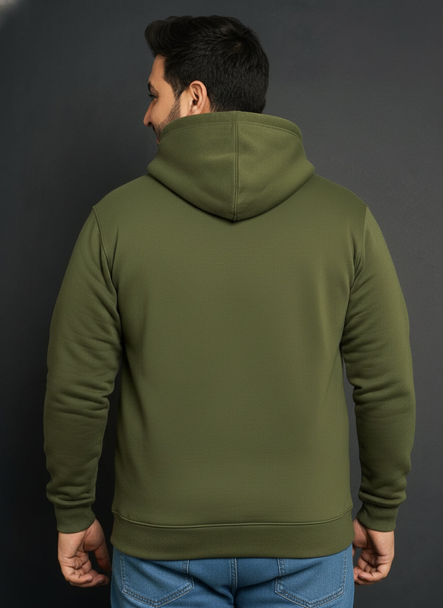 Men’s Regular Fit Cotton Hoodie |Soft Warm Casual Wear for Everyday Use Olive - Olive