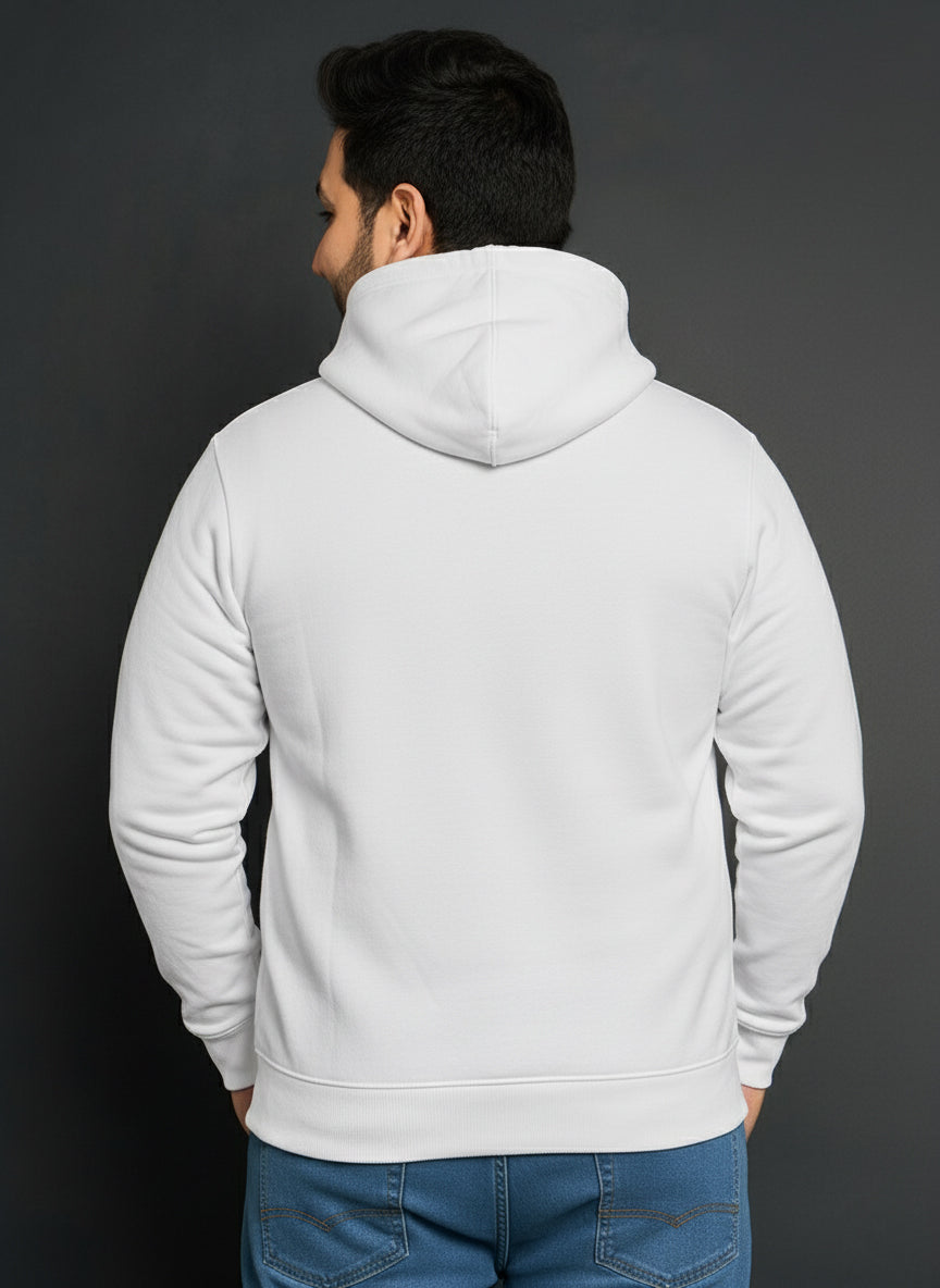 Men’s Regular Fit Cotton Hoodie |Soft Warm Casual Wear for Everyday Use White - White