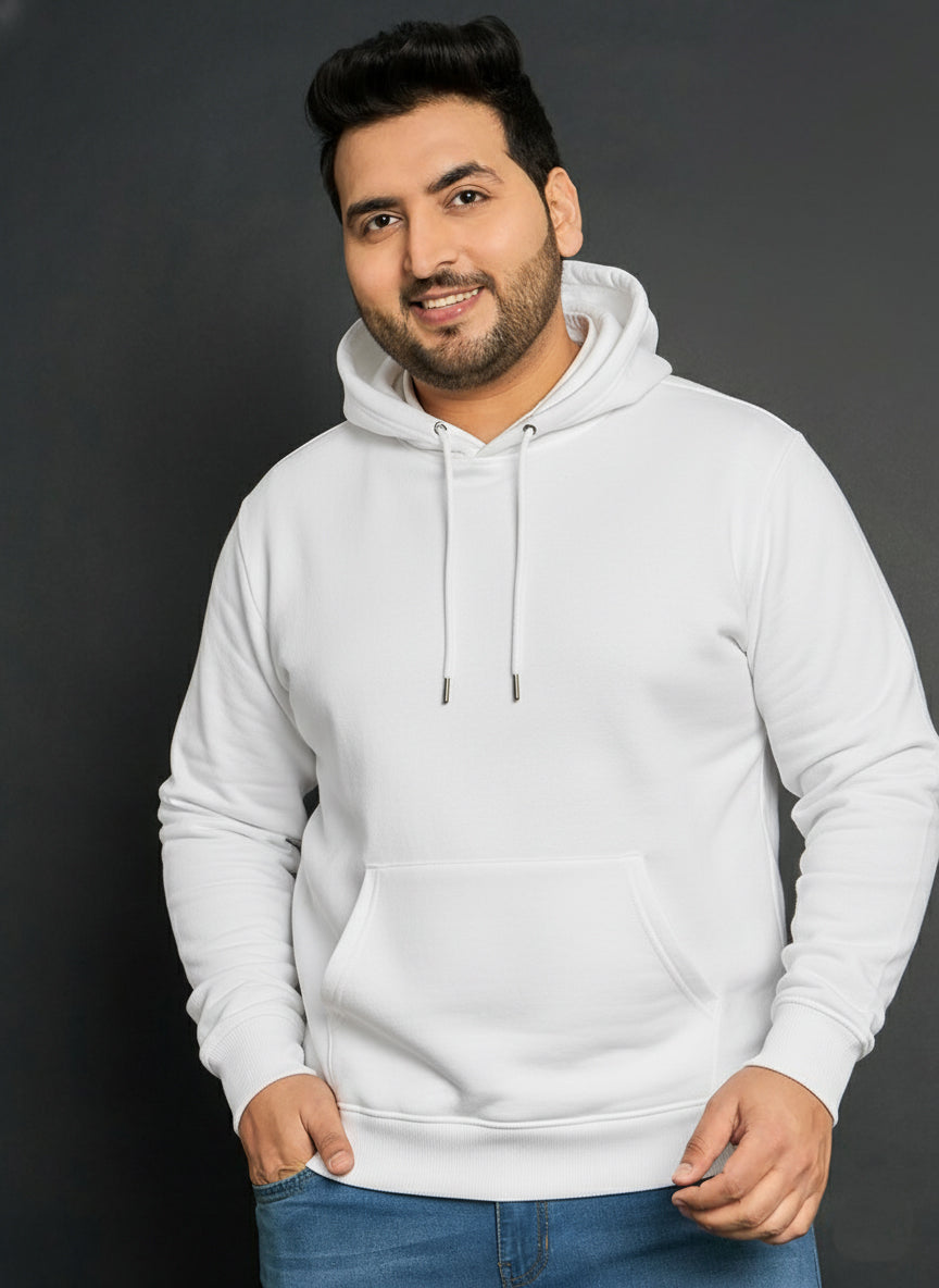 Men’s Regular Fit Cotton Hoodie |Soft Warm Casual Wear for Everyday Use White - White