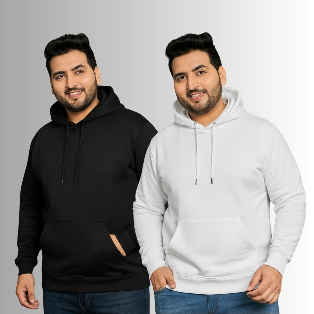 Men’s Premium Cotton Fleece Hoodie – Black & White Combo